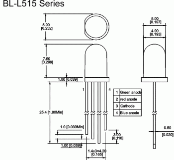 Светодиод 5мм полноцветный BL-L515RGBC-CA