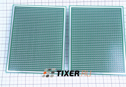 Код 307 Макетная плата 75x98мм 2.54мм двусторонняя 27отв соед. в ряд