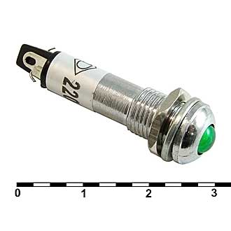 N-706G, Лампа неоновая с держателем зеленая 220V