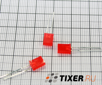 Светодиод 2x5x7мм 30mcd прямоугольный красный