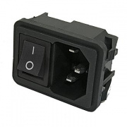 Разъем питания блочный с выключателем (черный)